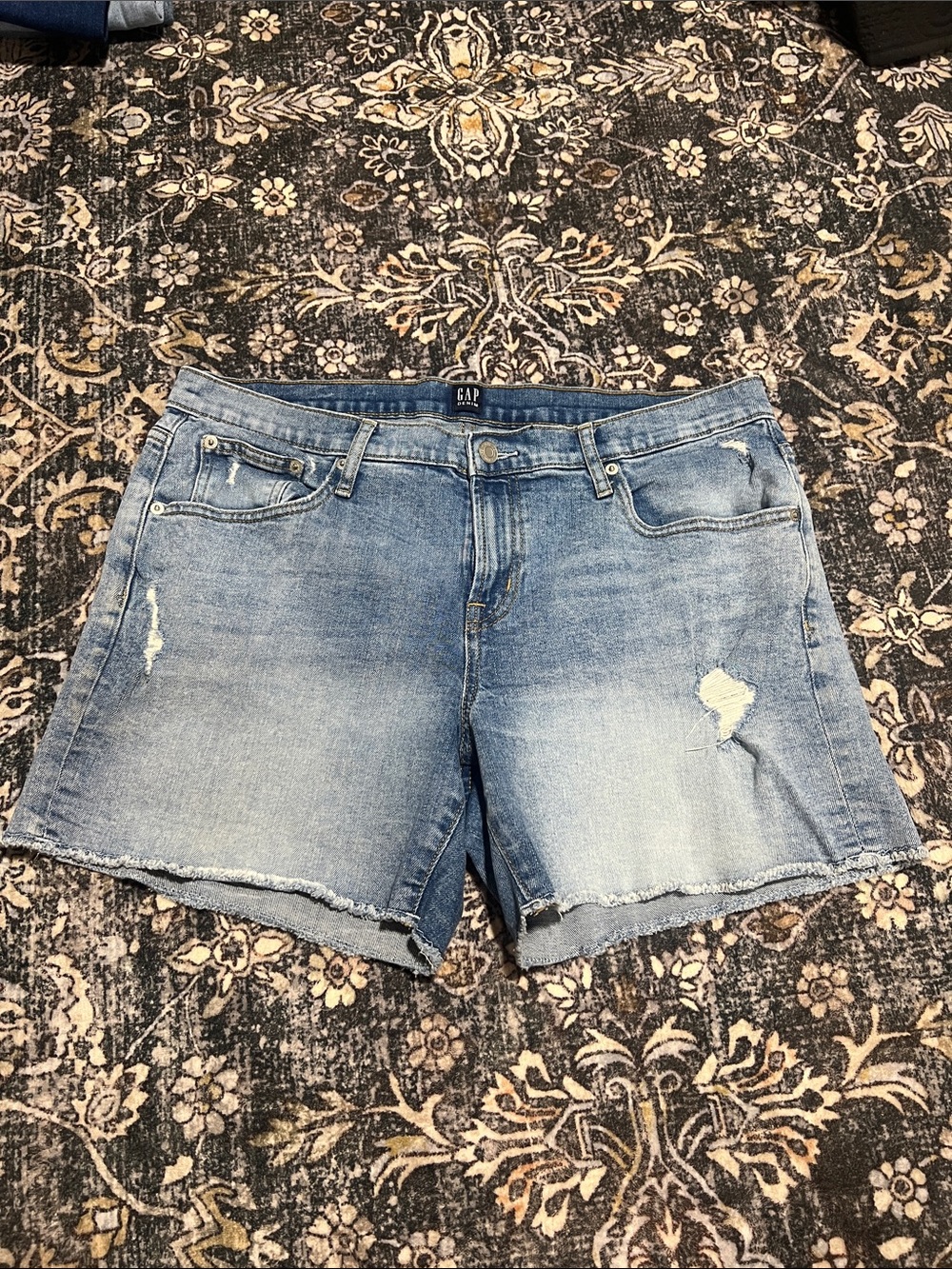 GAP Distressed Light Blue Denim Cutoff Shorts